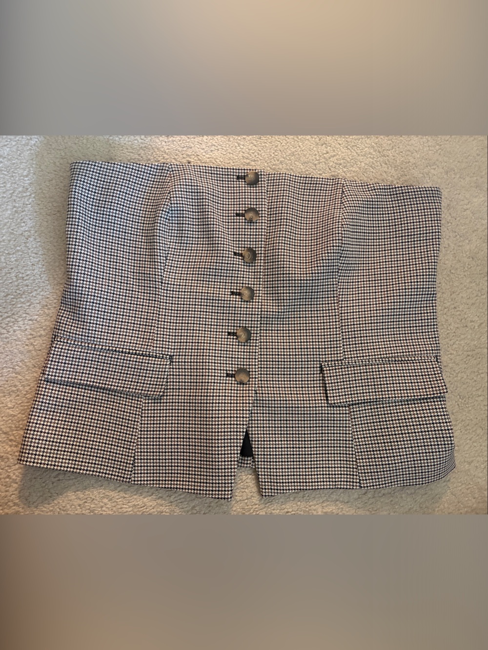Ann Taylor Black, Brown & White Houndstooth Bustier Vest